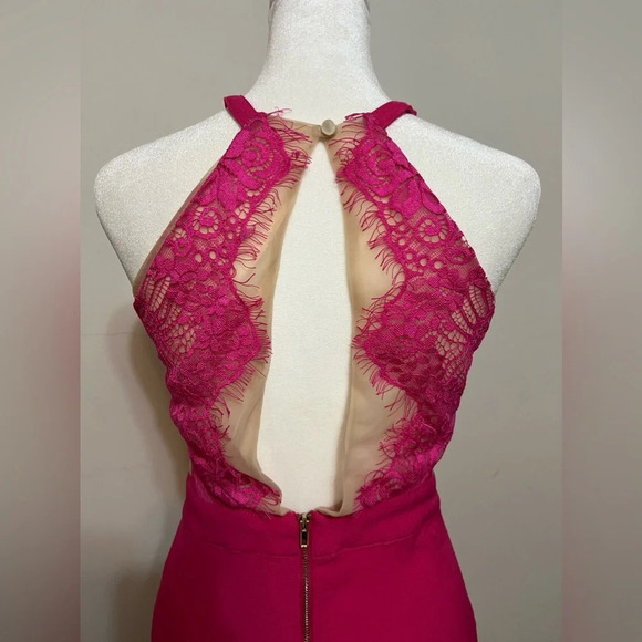 Luxxel Sexy pink lace see through romper. Small. K1 - Picture 7 of 15